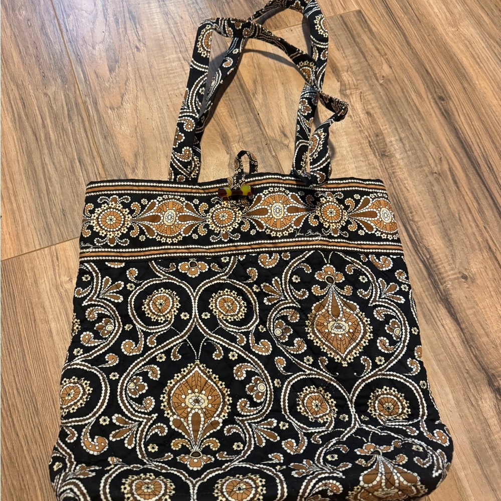 Vera Bradley Black and Gold Baroque Tote Bag
